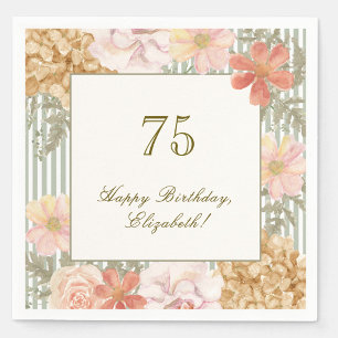 En Papier Serviette 75e anniversaire rayure florale couleur