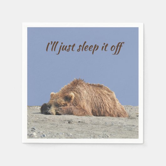 En Papier Serviette à cocktail standard avec ours grizzli (Devant)