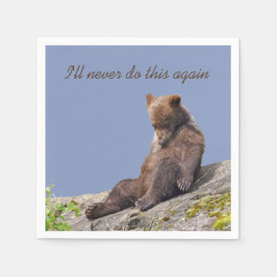 En Papier Serviette à cocktail standard avec petit ours griz