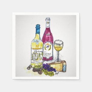 En Papier Serviette à cocktails - Vin et fromage