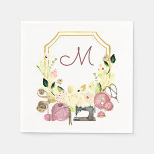 En Papier Serviette à coudre Monogram Crest Seamstress