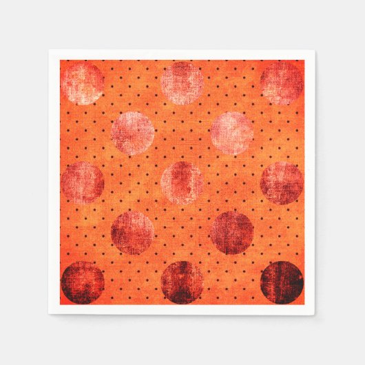 En Papier Serviette à pois orange et cuivre (Devant)