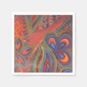 En Papier serviette bleue orange de motif
