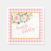 En Papier Serviette Brunch et Bubbly - Gingham Texte Rose (Devant)