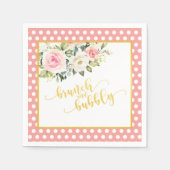 En Papier Serviette Brunch et Bubbly - Texte Or Points Roses (Devant)