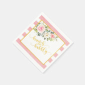 En Papier Serviette Brunch et Bubbly - Textes dorés rayures  (Coin)