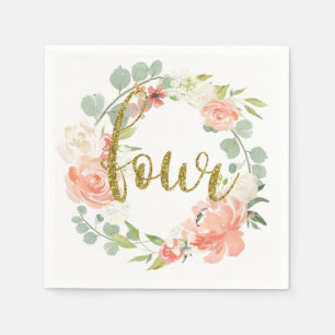 En Papier Serviette Couronne Florale Rose Or pour 4ème Anniv