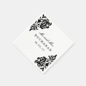 En Papier Serviette Damas noir et blanc personnalisable (Coin)