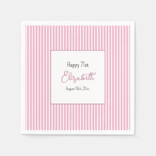 En Papier Serviette d'anniversaire 71 ans rayures roses mini