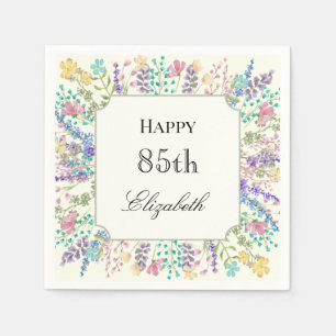 En Papier Serviette d'anniversaire 85 ans à motif floral col