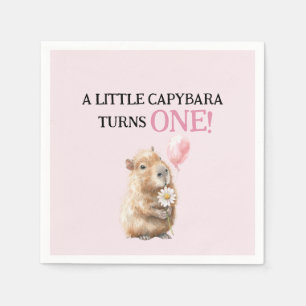 En Papier Serviette d'anniversaire Capybara • Premier Annive