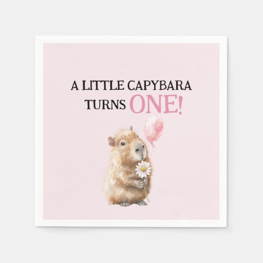 En Papier Serviette d'anniversaire Capybara • Premier Annive (Devant)