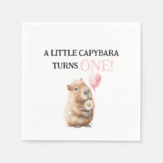 En Papier Serviette d'anniversaire de capybara • Premier ann (Devant)