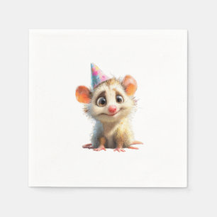 En Papier Serviette d'anniversaire d'opossum • Fête mignonne