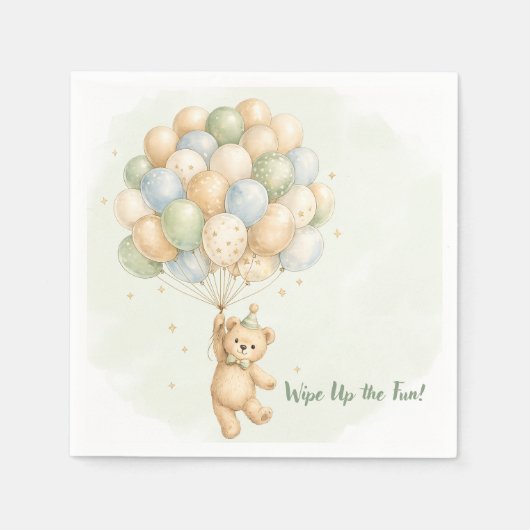 En Papier Serviette d'anniversaire Ourson (Devant)