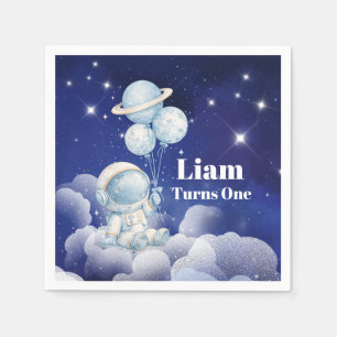 En Papier Serviette d'anniversaire personnalisée d'astronaut