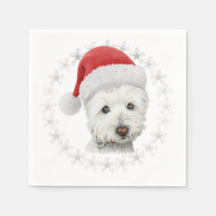 En Papier Serviette d'art de chien de Westie de Noël
