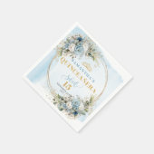 En Papier Serviette de 15e anniversaire Fleurs de Bleu Paste (Coin)