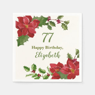 En Papier Serviette de 77e anniversaire à motif floral hiver