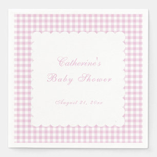 En Papier Serviette de baby shower classique à carreaux rose