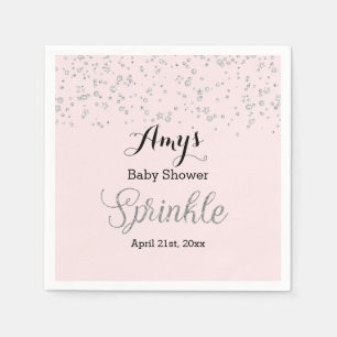 En Papier Serviette de Baby Shower Rose Argent Pailletée