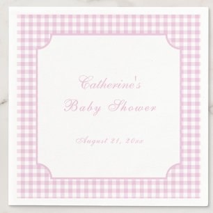 En Papier Serviette de bébé rose à carreaux classique pour b