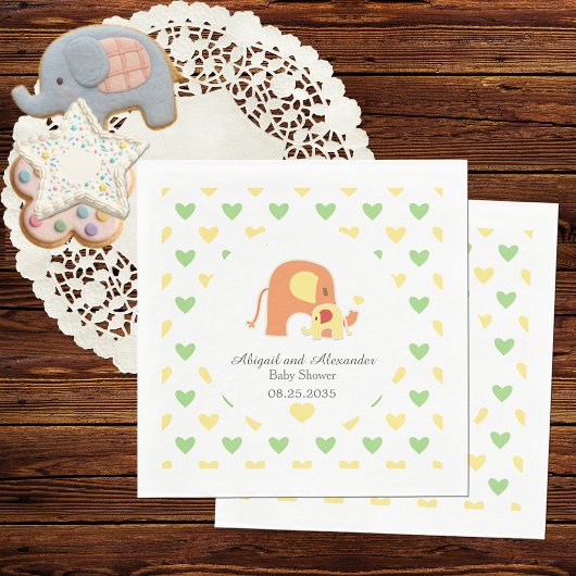 En Papier Serviette de bébé thème éléphant neutre