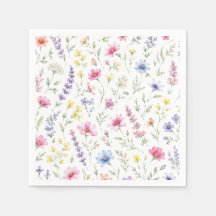 Serviette de cocktail à fleurs sauvages aquarelle