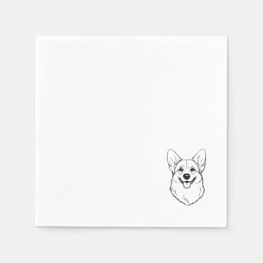 En Papier Serviette de cocktail Corgi (Devant)