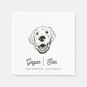 En Papier Serviette de cocktail de mariage Golden Retriever