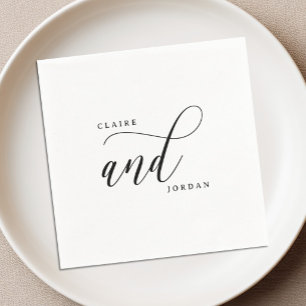 En Papier Serviette de cocktail de mariage romantique classi