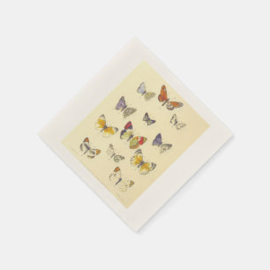 En Papier Serviette de cocktail - Dessin de papillon vintage