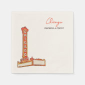 En Papier Serviette de cocktail Mariage de Chicago (Devant)