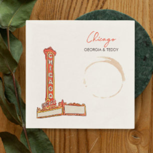 En Papier Serviette de cocktail Mariage de Chicago