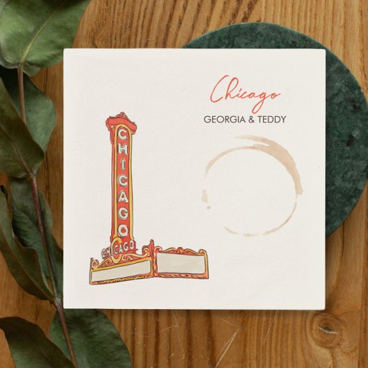 En Papier Serviette de cocktail Mariage de Chicago