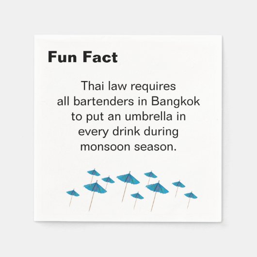 En Papier serviette de cocktail Monsoon Umbrella Fun Fact (Devant)