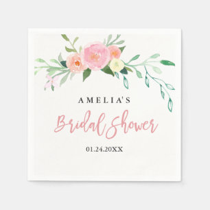 En Papier Serviette de douche de mariage à l'aquarelle flora