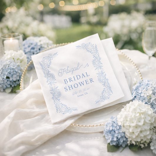 En Papier Serviette de douche de mariage Hydrangea Bleu Fran