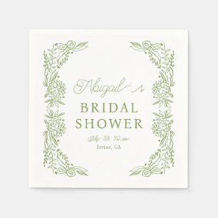En Papier Serviette de douche de mariage Hydrangea Vert Saug