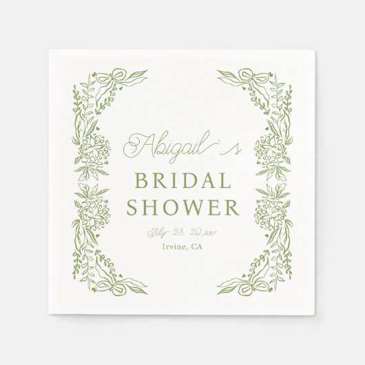En Papier Serviette de douche de mariage Hydrangea Vert Saug (Devant)