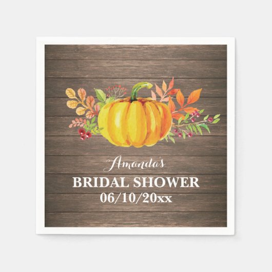 En Papier Serviette de douche de mariage rustique d'automne (Devant)