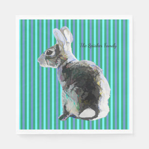 En Papier Serviette de fête avec lapin sur Arrière - plan bl