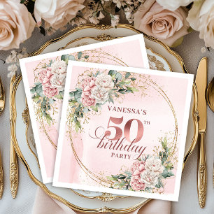 En Papier Serviette de fête d'anniversaire 50 ans Rose Gold 
