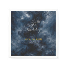 Serviette de fête d'anniversaire céleste bleu minu