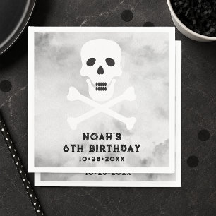En Papier Serviette de fête d'anniversaire Crâne Noir Blanc