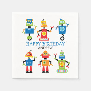 En Papier Serviette de fête d'anniversaire de robot coloré