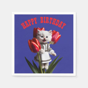 En Papier Serviette de fête d'anniversaire pour chat persan