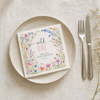 En Papier Serviette de fête d'anniversaire Wildflower Wild O