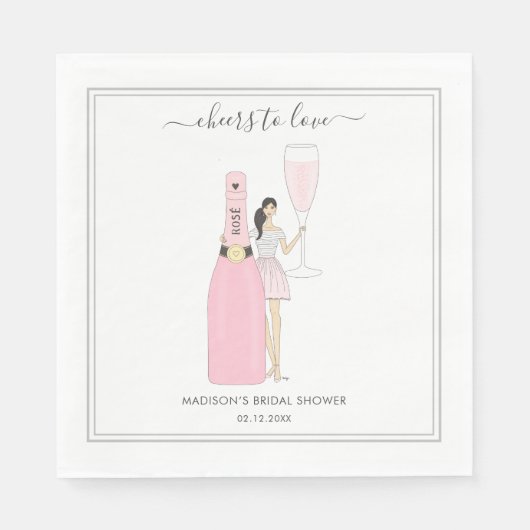 En Papier Serviette de Fête de Fiançailles - Rose Bubbly (Devant)