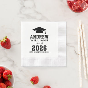 En Papier Serviette de fête de fin d'études Varsity Black 20
